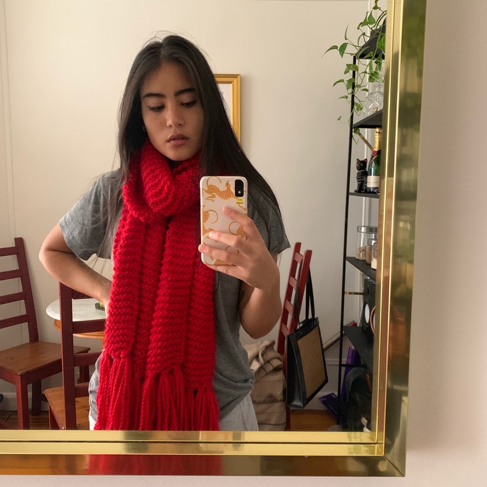 Knit By Me! Chunky Red Scarf